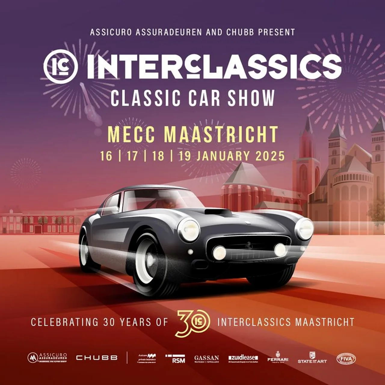Belle Perez schittert in Maastricht tussen de classic cars