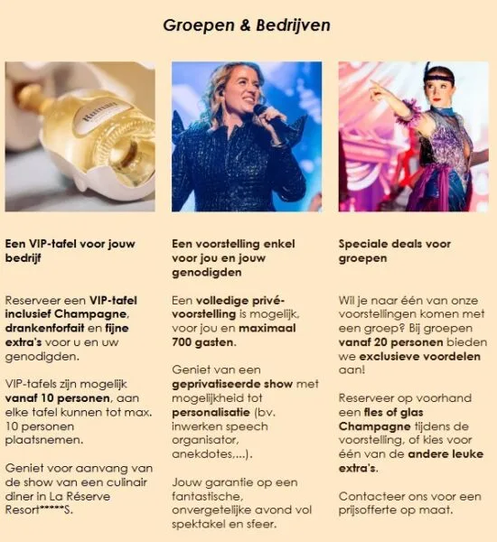 Grand Show Mirage magic groepen en bedrijven