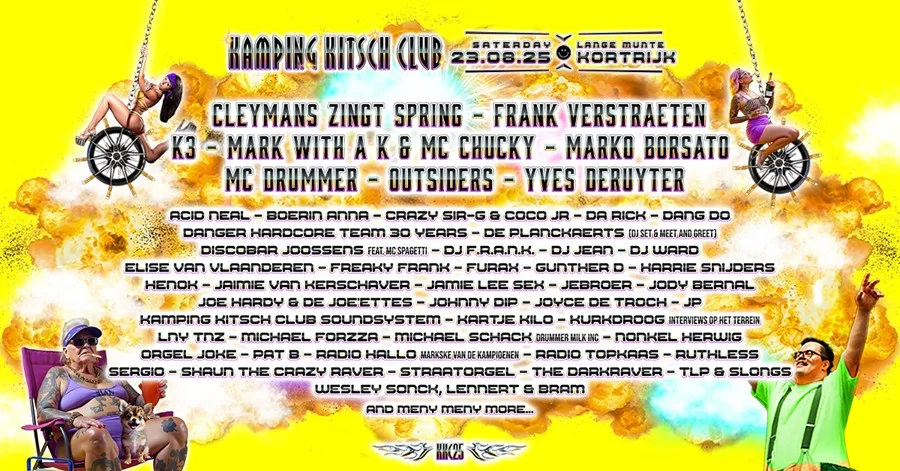 Markske van De Kampioenen, Meneer Spaghetti, Mark with a K, Eddie Wally en Marko Borsato komen naar Kamping Kitsch Club