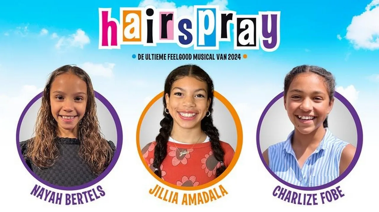 Nayah (10), Jillia (12) en Charlize (13) in ‘Hairspray