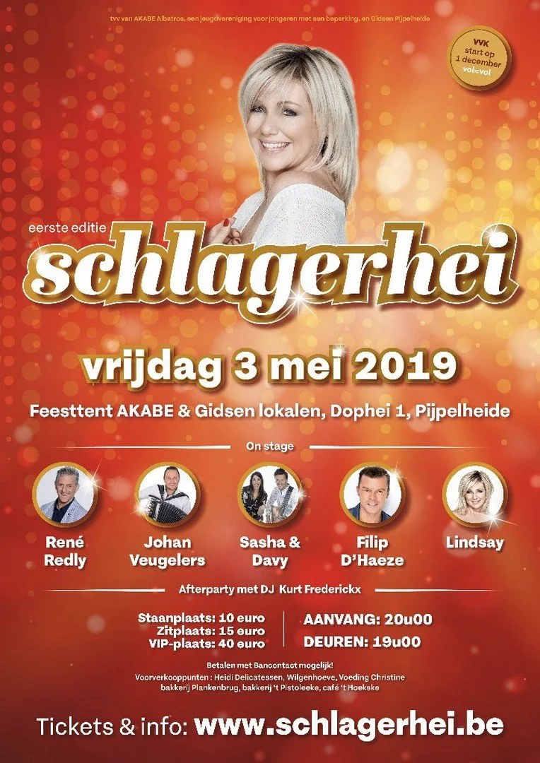 Johan Veugelers, Sasha & Davy en Lindsay staan op 3 mei op de ‘Schlagerhei’