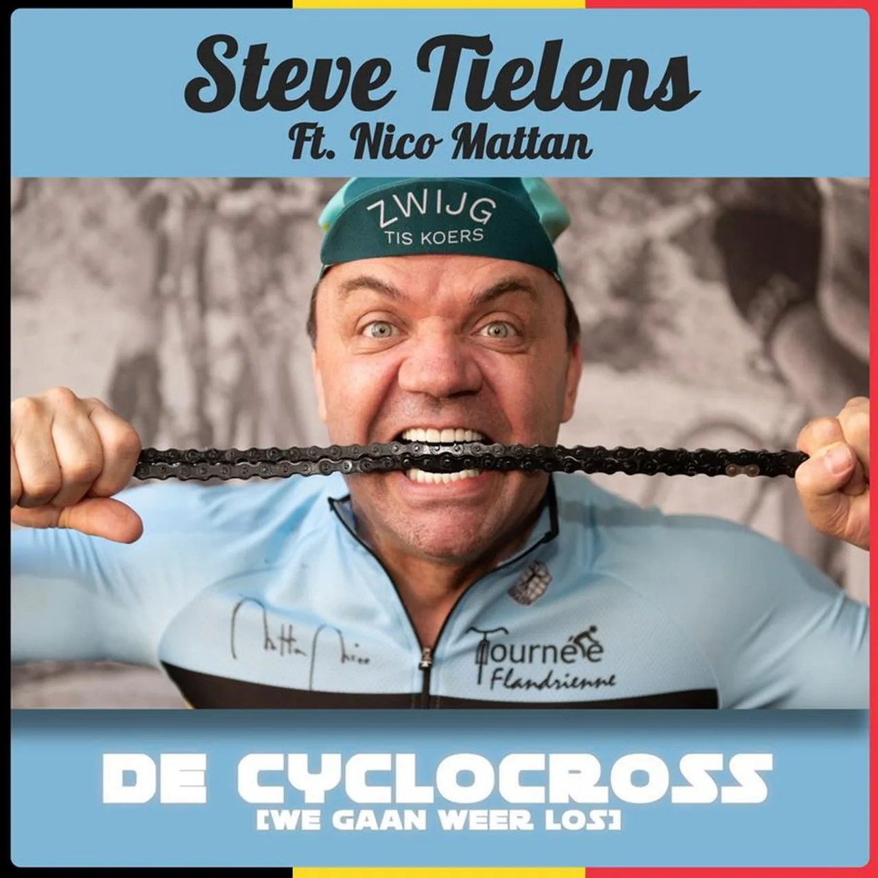 Steve Tielens enNico Mattan stellen het nieuwe feestlied ‘De Cyclocross’ (We gaan weer los) voor op de Superprestige Niel