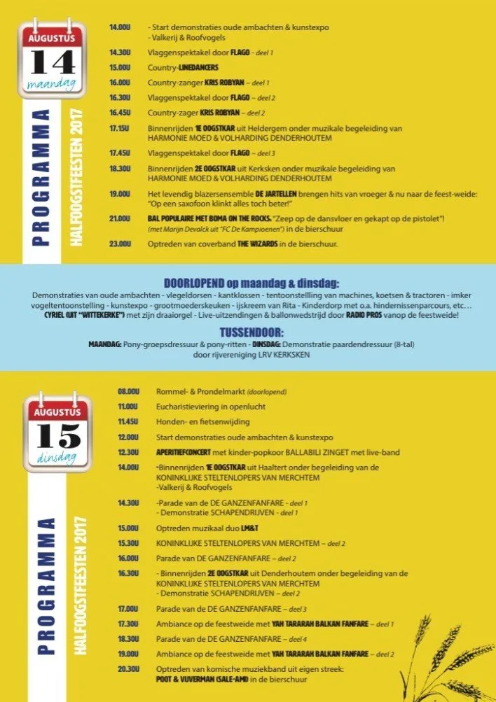 DE HALF-OOGSTFEESTEN komen terug naar DENDERHOUTEM