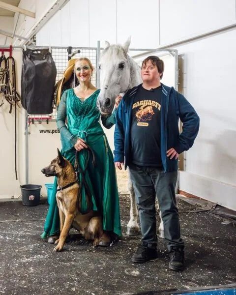 Stijn bij Sylvie Willms en haar paard Cavalluna