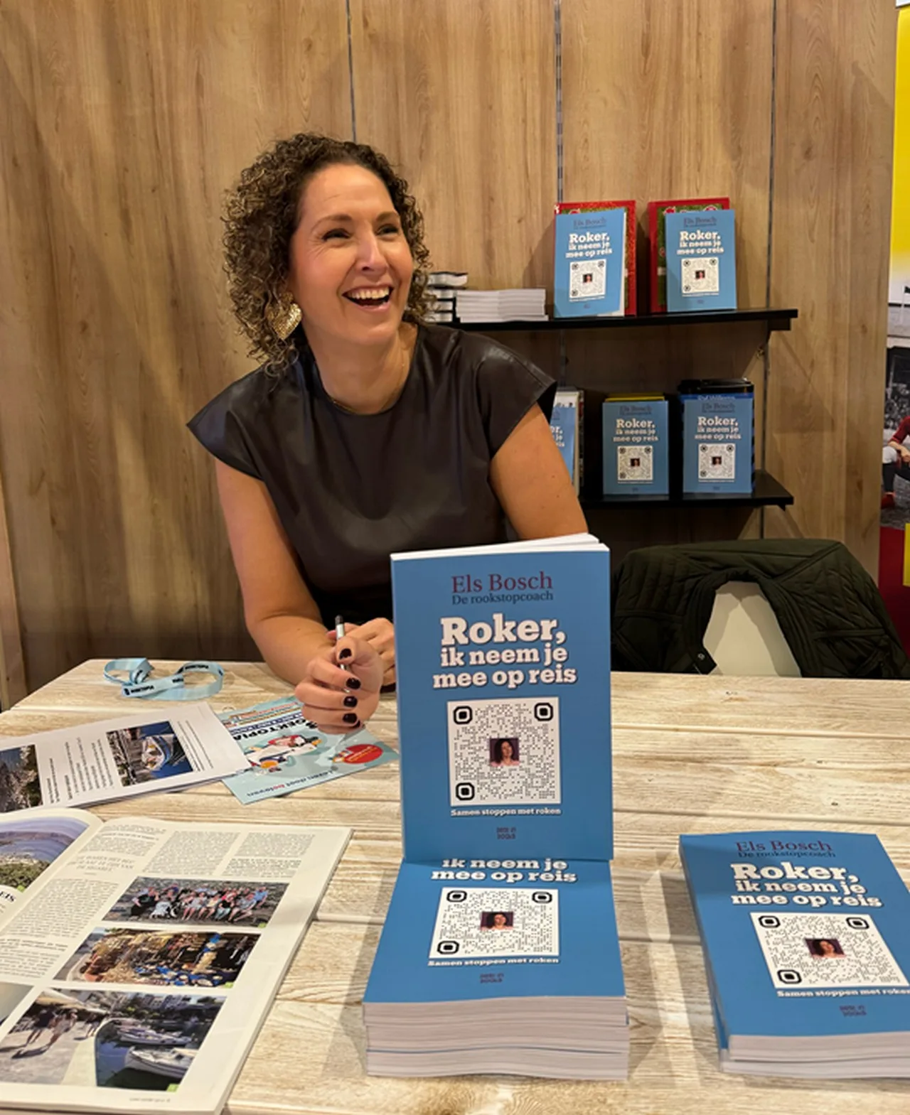 Els Bosch stelt haar nieuwe boek ‘Roker, ik neem je mee op reis’ voor op Boektopia in Kortrijk