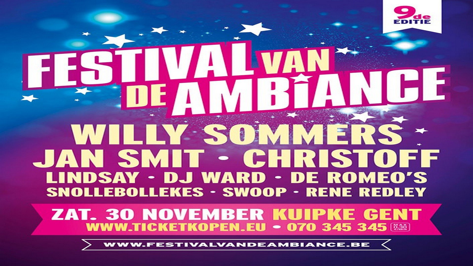 Christoff, Swoop, DJ Ward, Rene Redley en Jan Smit komen naar het Gentse ‘Festival van de Ambiance’ - Affiche Festival van de ambiance 2019