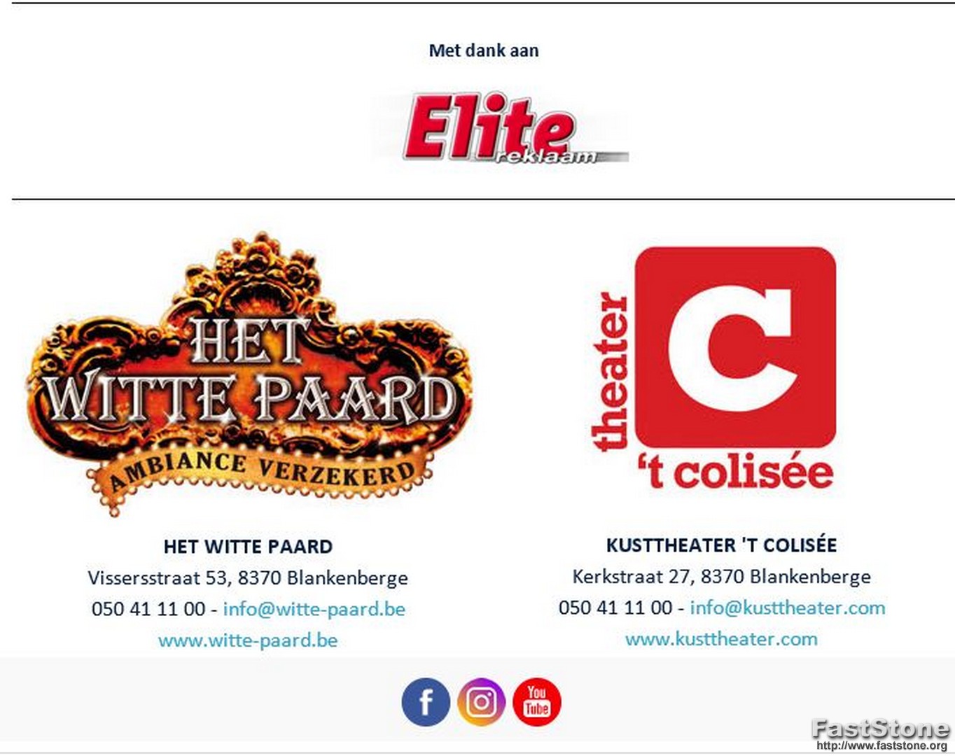 Het Witte Paard presenteert opnieuw 2 zomershows! - sponsors Witte Paard Blakenberge