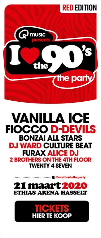 Met Vanilla Ice (Ice Ice Baby) en D-Devils is I love the 90’s compleet - Affiche I Love the 90s met Vanilla Ice