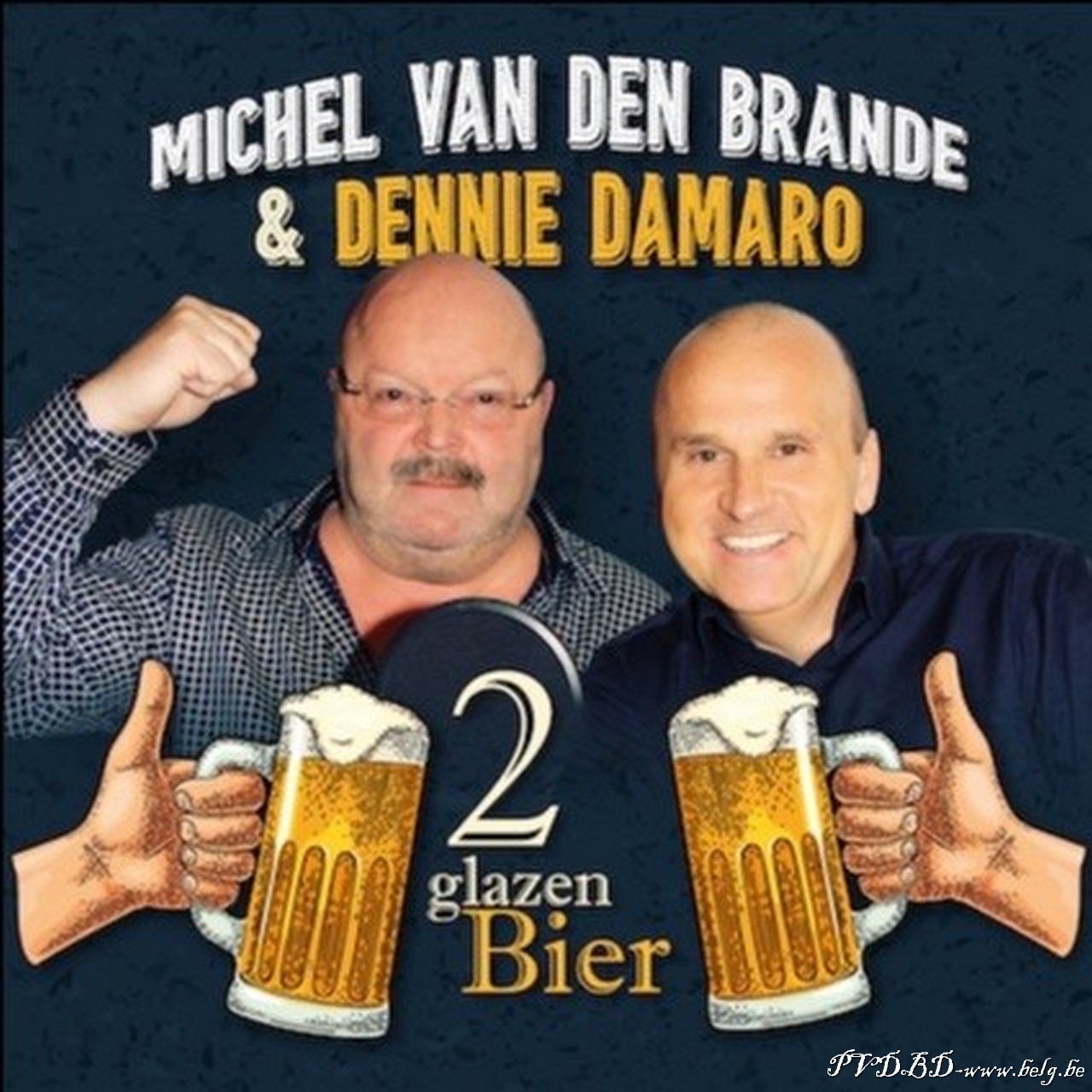 Michel Van den Brande en Dennie Damaro met tweede duetsingle - Hoes Michel Van den Brande Dennie Damaro 2 glazen bier