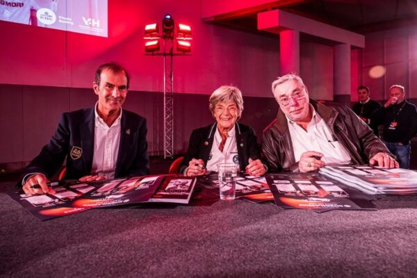 InterClassics Brussels Expo Emanuele Pirro, Christine Beckers, en Jürgen Barth