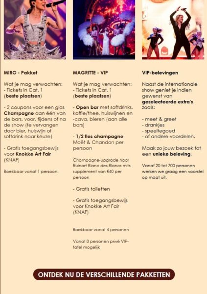 Grand Show Mirage Magic 2025 menu's