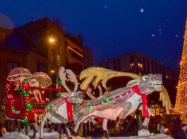 Hasselt verwelkomt de Kerstman in stijl met een natte, maar magische Santa Parade Hasselt intocht Kerstman op praalwagen