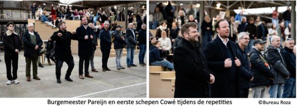 Burgemeester en eerste schepen tijdens repetitie